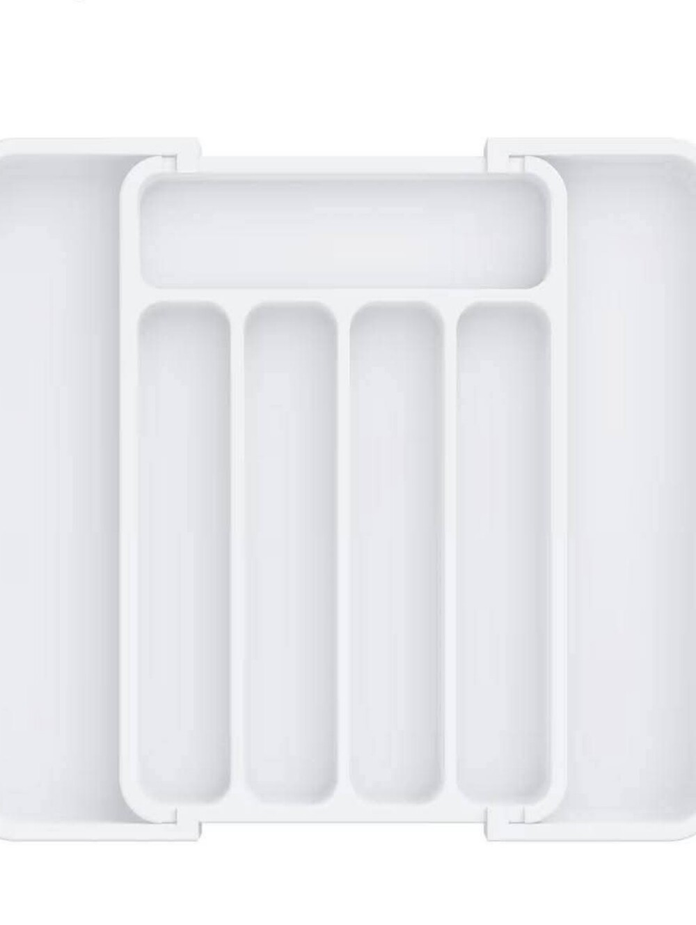 Adjustable White Cutlery Drawer Organizer Tray